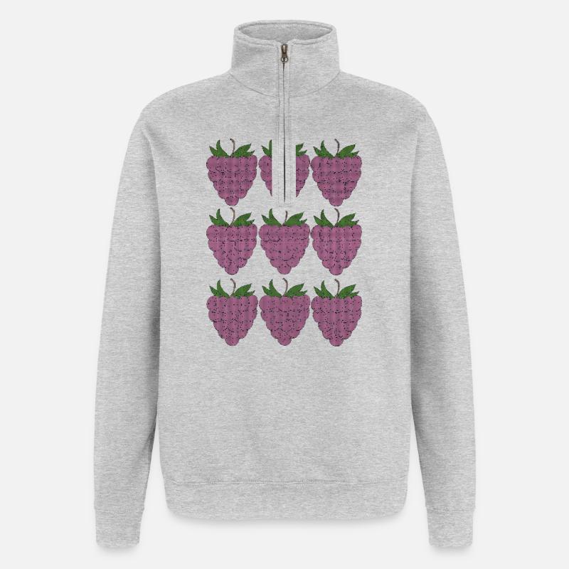 raspberry pattern textile - Quarter-Zip Sweatshirt - heather grey