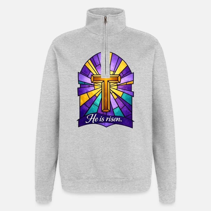 He is Risen Cross Easter - Quarter-Zip Sweatshirt - heather grey