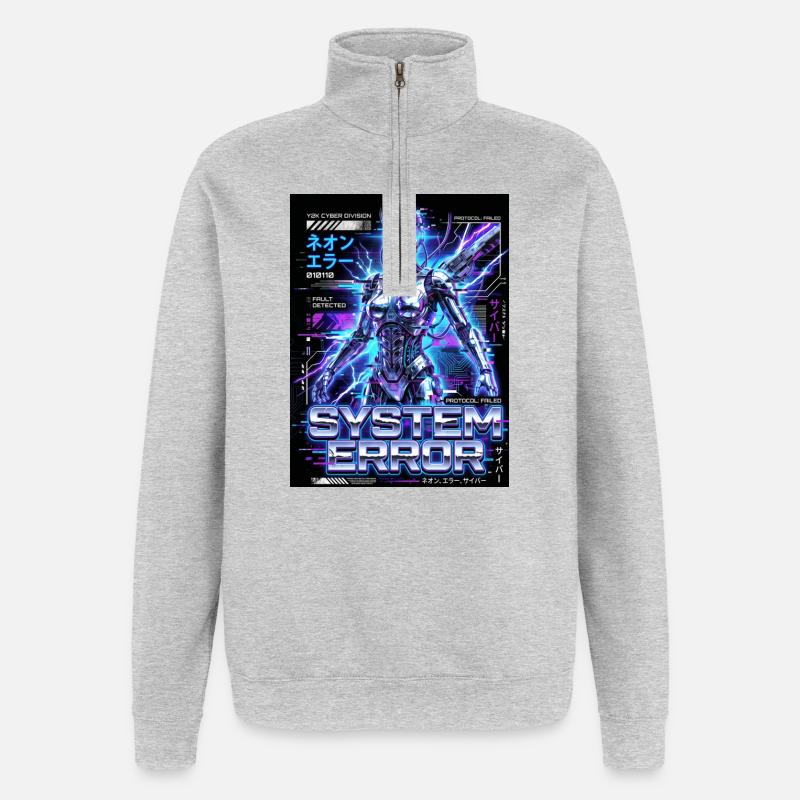 System Error Neon Cyborg - Quarter-Zip Sweatshirt - heather grey