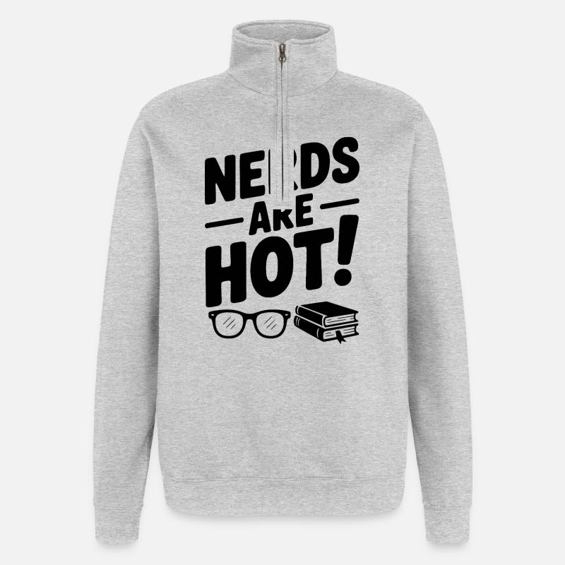 Nerds sind heiß! - Quarter-Zip-Sweatshirt - Grau meliert