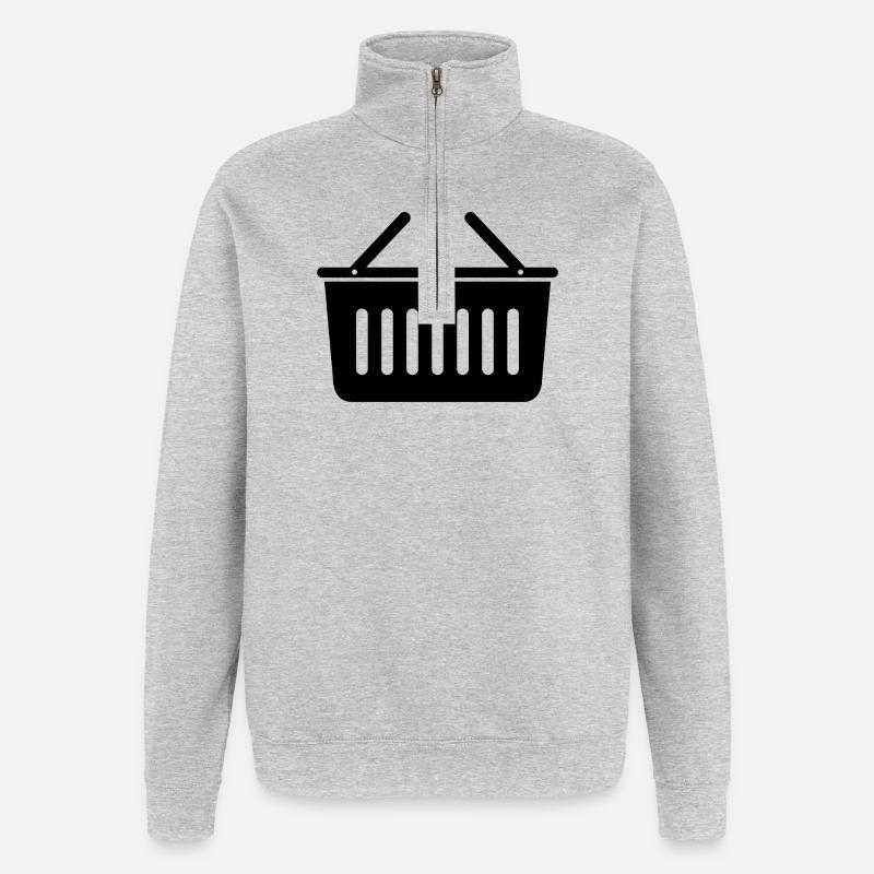Panier d’épicerie - Sweat à zip 1/4 - gris chiné