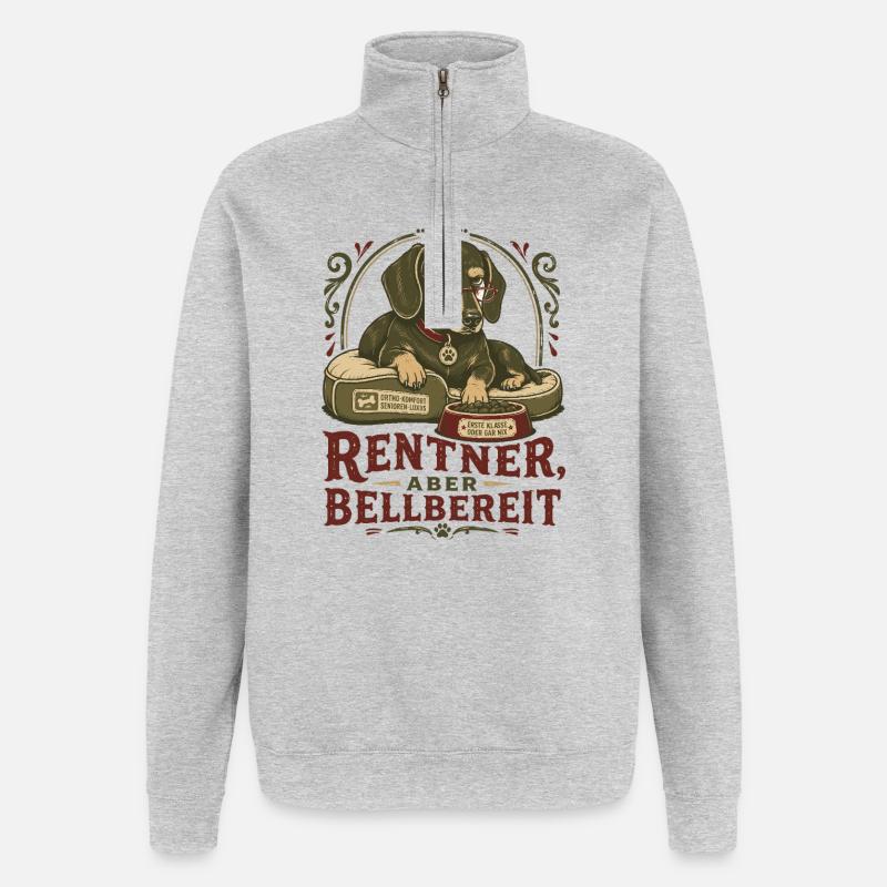 Retraités mais prêts à aboyer - Sweat à zip 1/4 - gris chiné