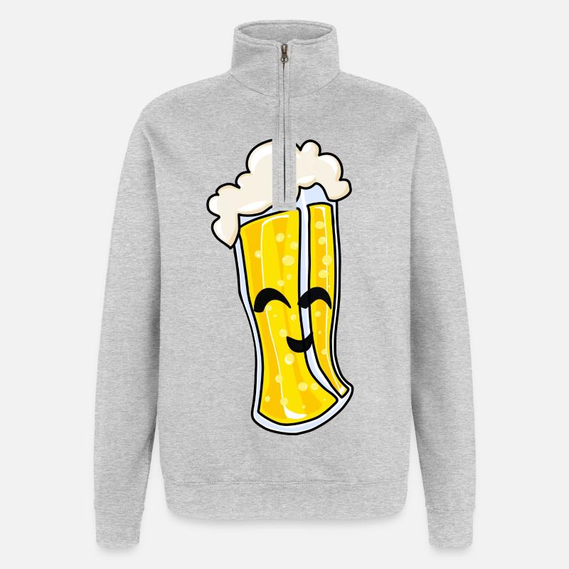 Beer joy - Sweat à zip 1/4 - gris chiné