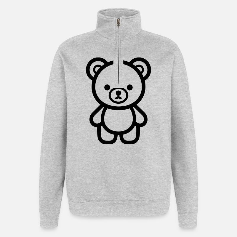 Bärenjunges - Quarter-Zip-Sweatshirt - Grau meliert