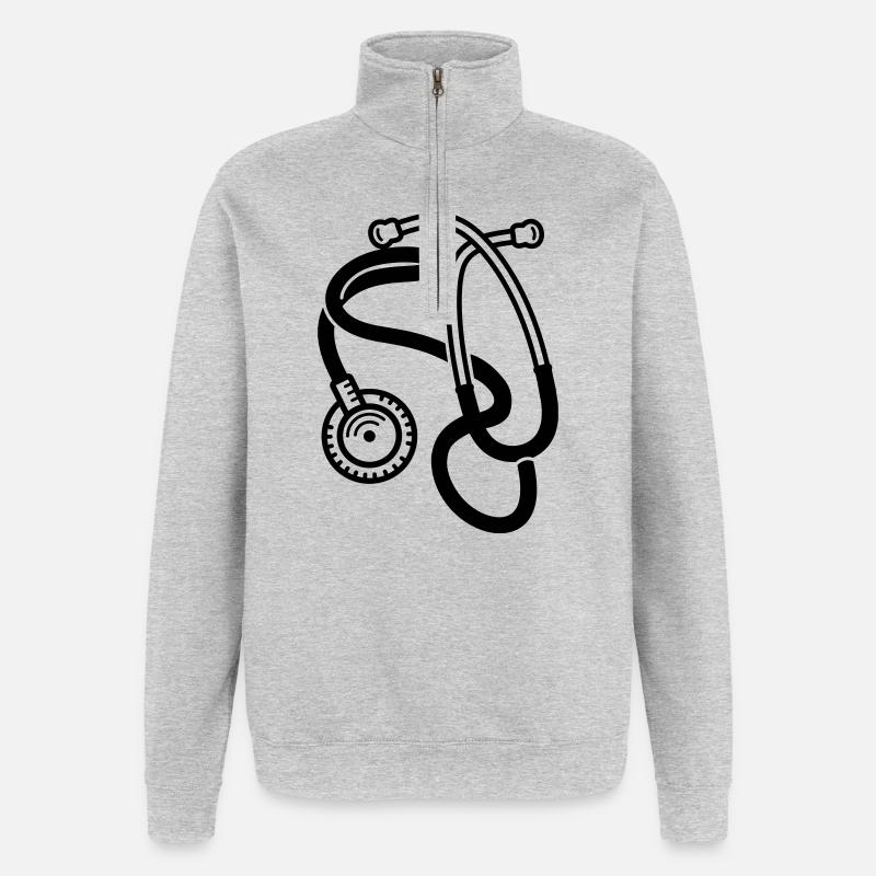 stethoscope - Quarter-Zip Sweatshirt - heather grey
