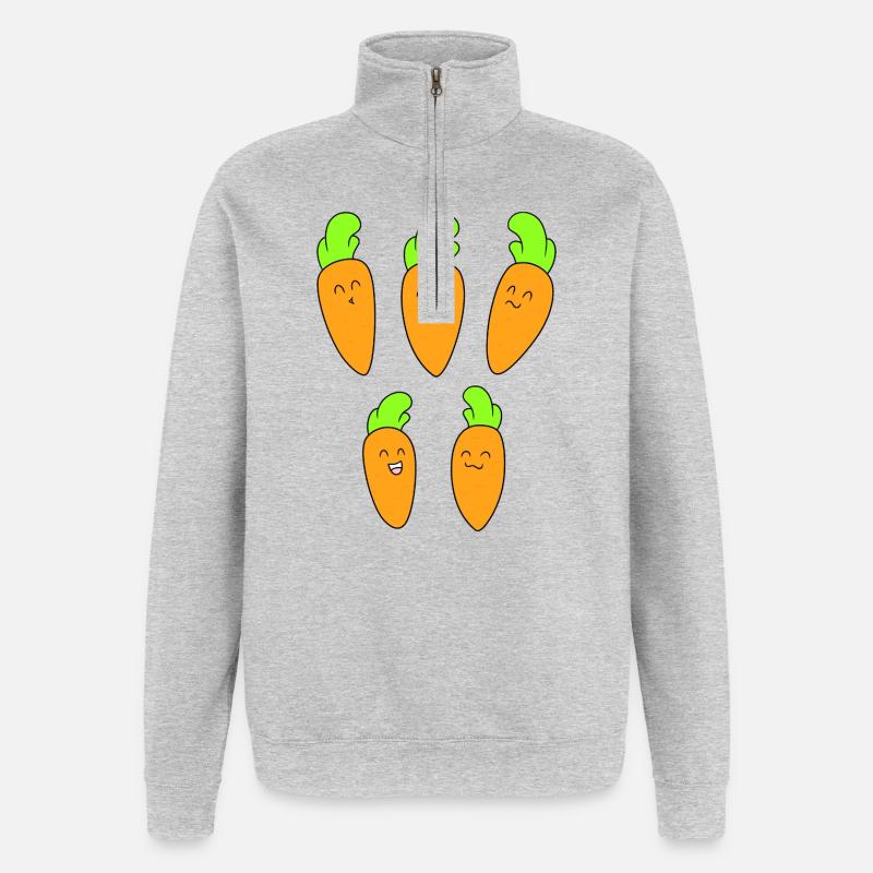 Süßes Karottengesicht - Quarter-Zip-Sweatshirt - Grau meliert
