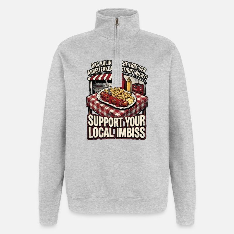 Kulinarischer Arbeiter - Quarter-Zip-Sweatshirt - Grau meliert