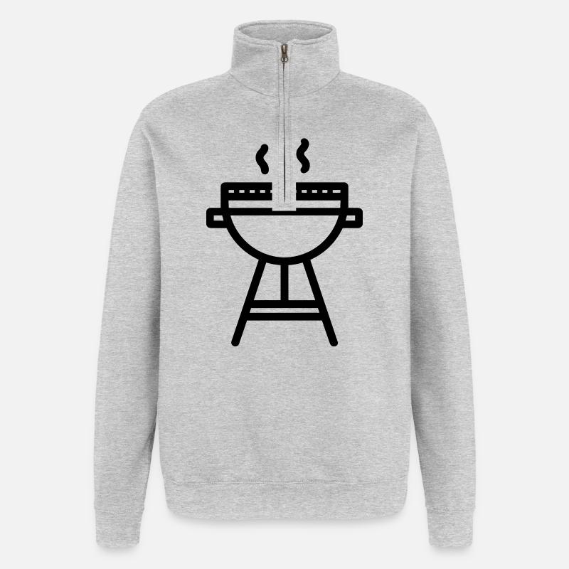 barbecue - Sweat à zip 1/4 - gris chiné