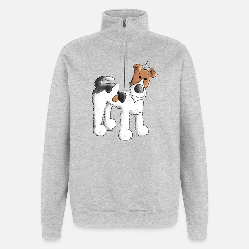 Fox Terrier - Chien - Sweat à zip 1/4 - gris chiné