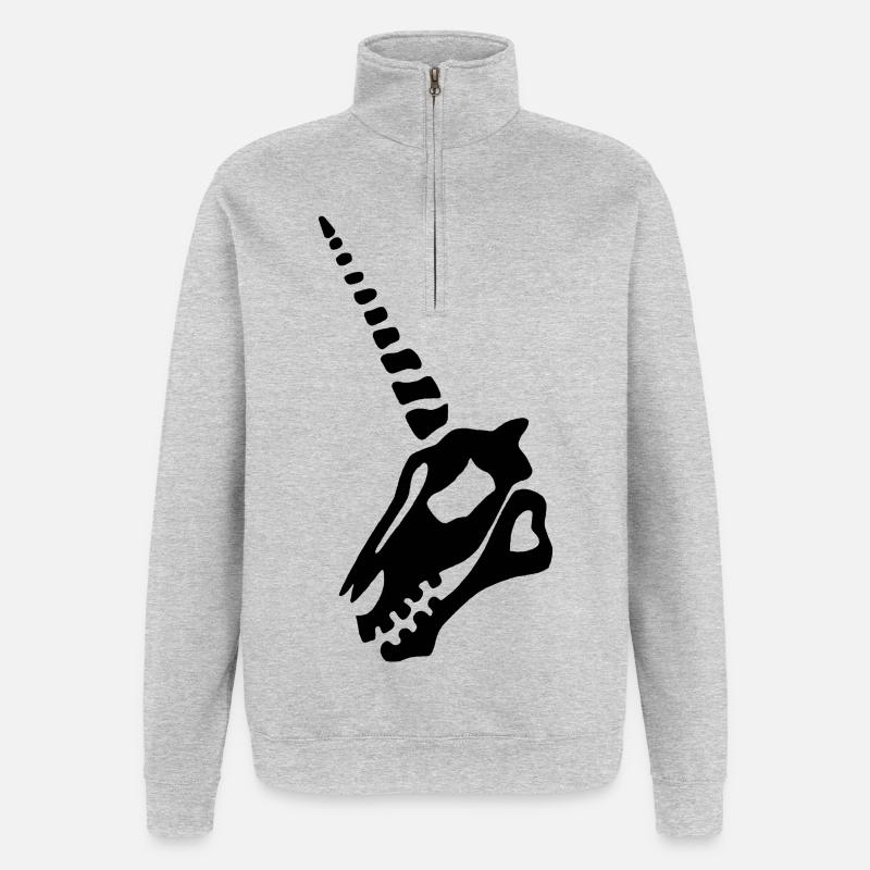 schwarzer Einhornschädel - Quarter-Zip-Sweatshirt - Grau meliert