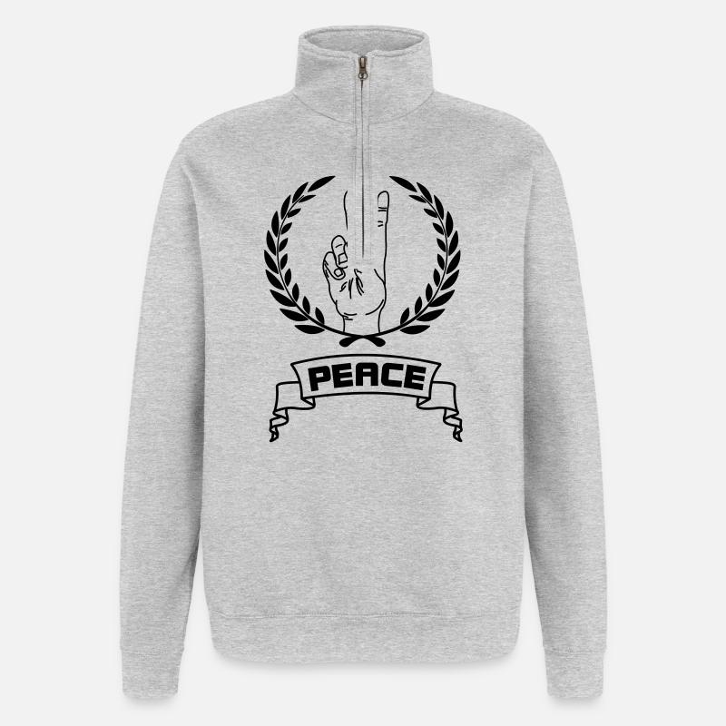 Handgeste Frieden - Quarter-Zip-Sweatshirt - Grau meliert
