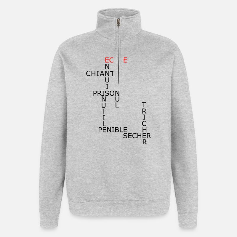 Mots fléchés - Sweat à zip 1/4 - gris chiné