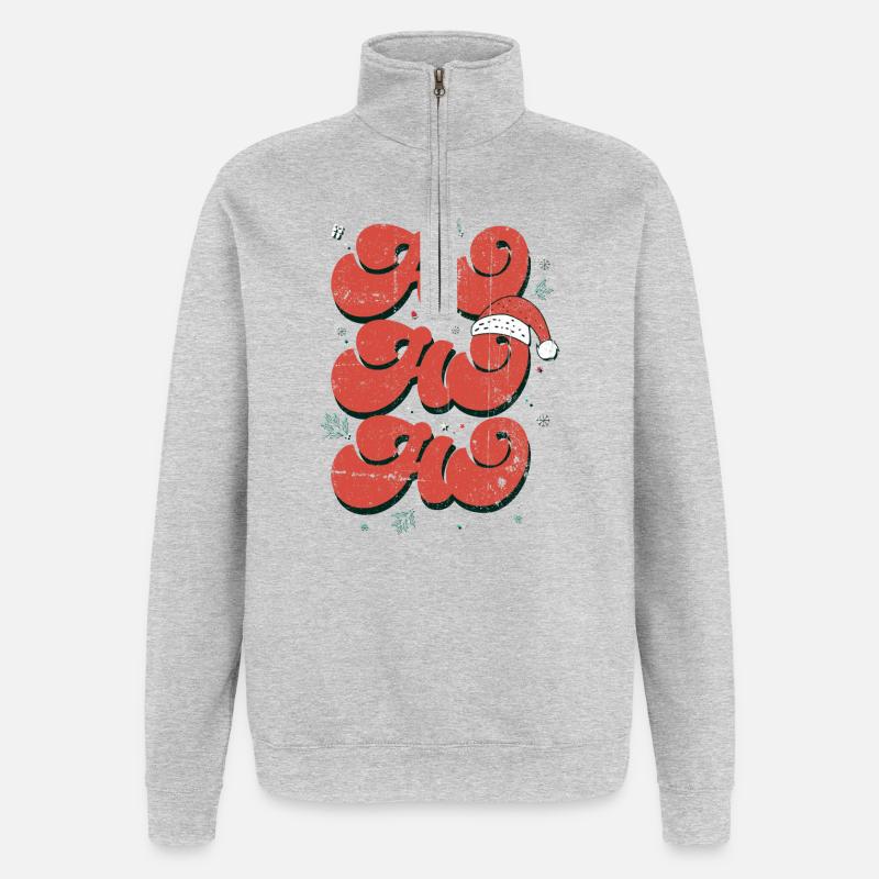 Ho Ho Ho Festive Script - Quarter-Zip Sweatshirt - heather grey