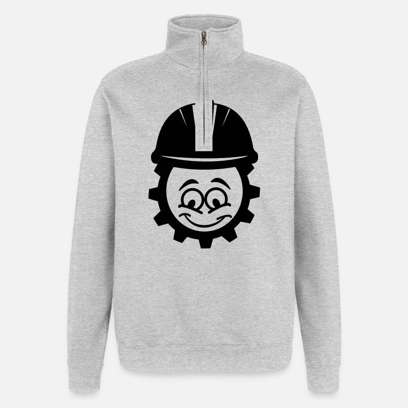 Mécanicien avec casque - Sweat à zip 1/4 - gris chiné
