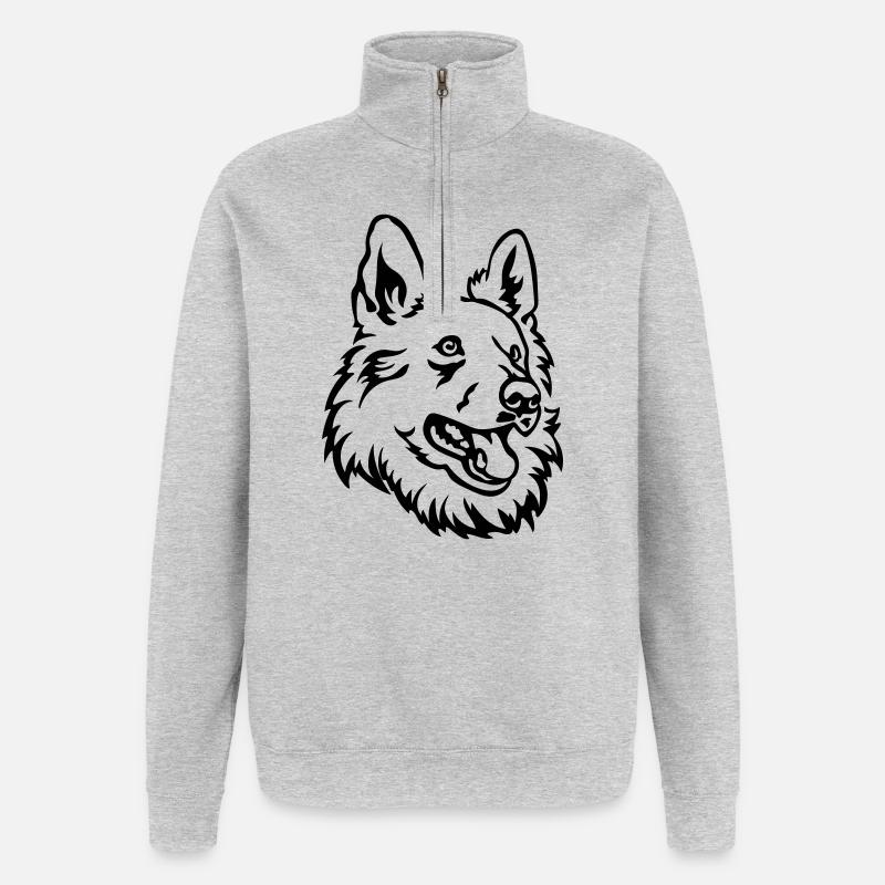 Schweizer Schäferhund Kopf - Quarter-Zip-Sweatshirt - Grau meliert