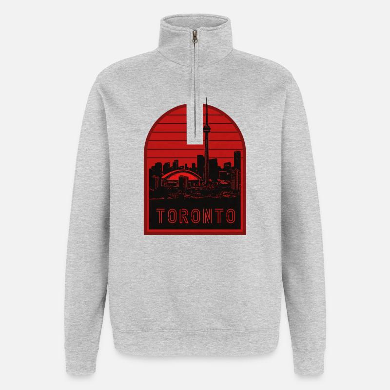 Toronto Skyline Rot Silhouette - Quarter-Zip-Sweatshirt - Grau meliert