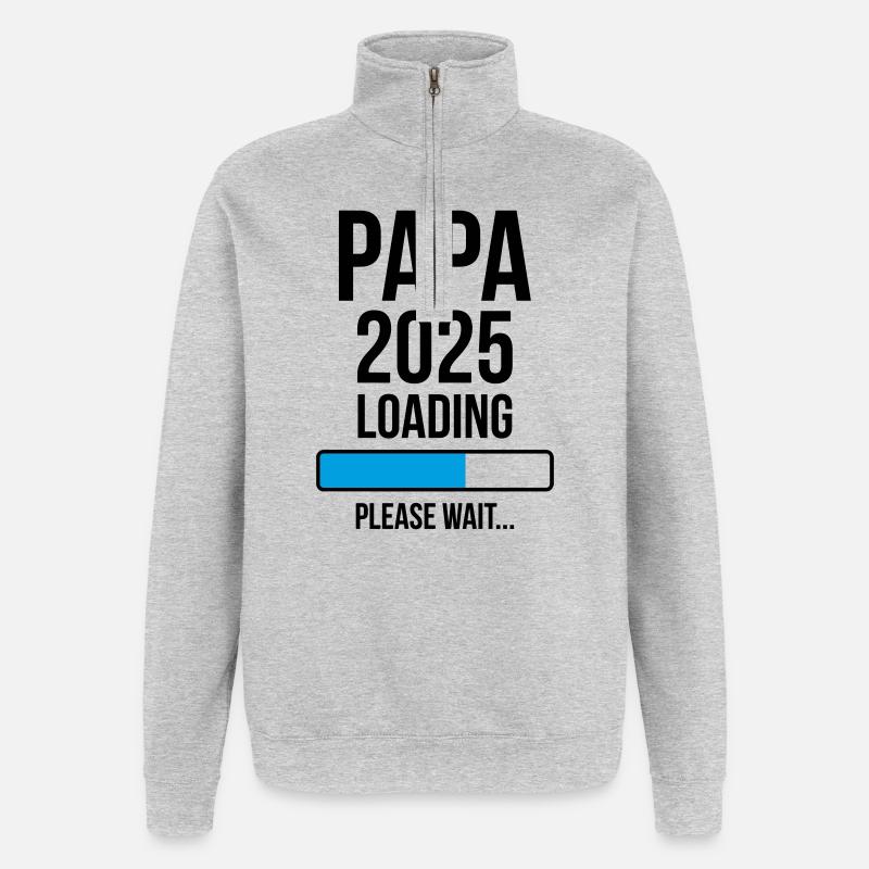 Papa 2025 Loading Please wait... - Sweat à zip 1/4 - gris chiné
