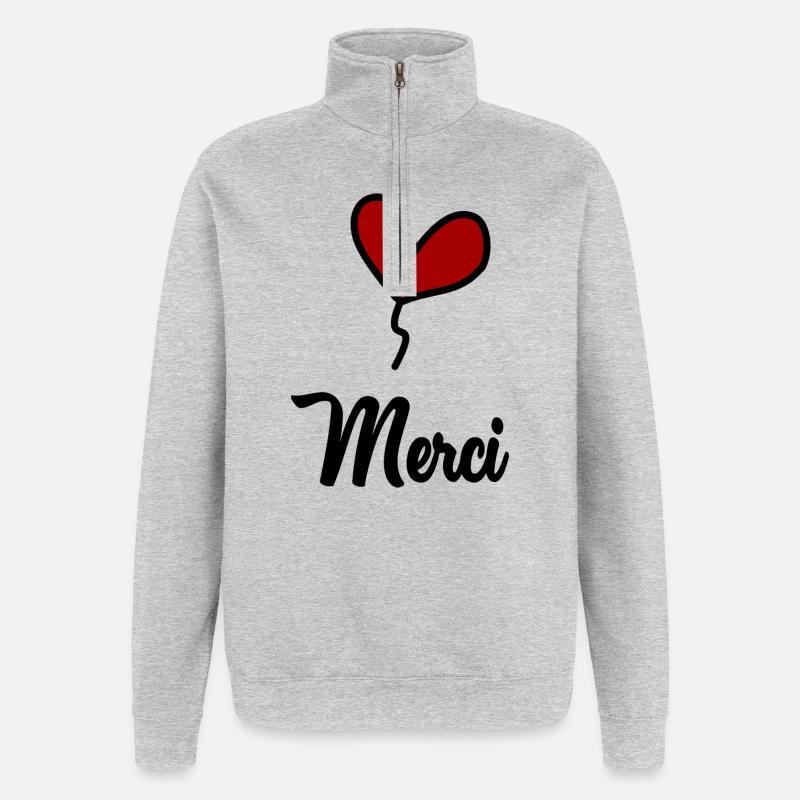MAITRE. MAÎTRESSE. MERCI. MERCI MAÎTRESSE - Sweat à zip 1/4 - gris chiné