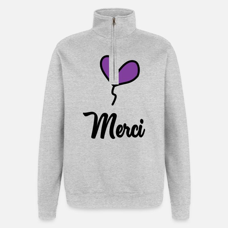 VIELEN DANK - Quarter-Zip-Sweatshirt - Grau meliert