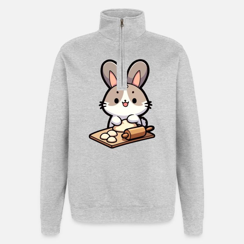 Bunny Baker: The Dough Delighter - Quarter-Zip Sweatshirt - heather grey