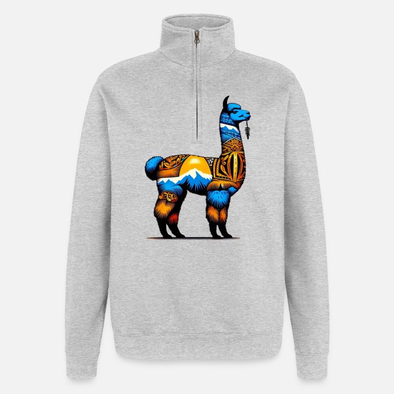Alpaka - Quarter-Zip-Sweatshirt - Grau meliert