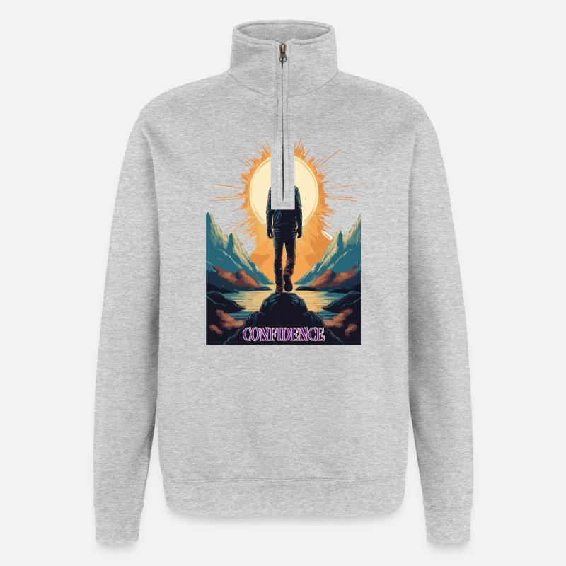 Confidence – Strength through self-confidence - Quarter-Zip Sweatshirt - heather grey
