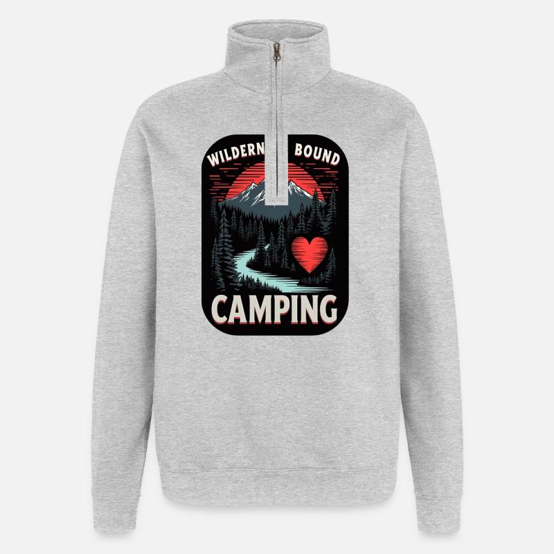 Wilderness Bound Camping Herz - Quarter-Zip-Sweatshirt - Grau meliert