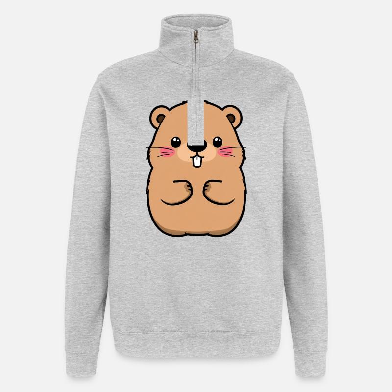 Murmeltier - Quarter-Zip-Sweatshirt - Grau meliert