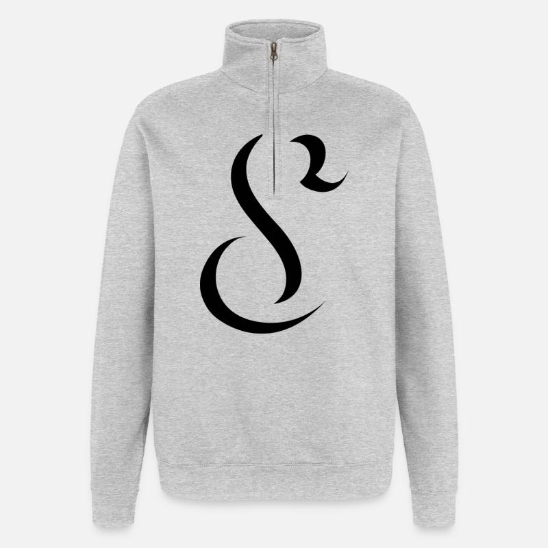 Letter S, Name, der Buchstabe S - Quarter-Zip-Sweatshirt - Grau meliert
