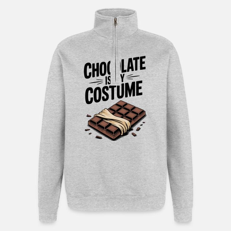 Le chocolat, c’est mon costume - Sweat à zip 1/4 - gris chiné