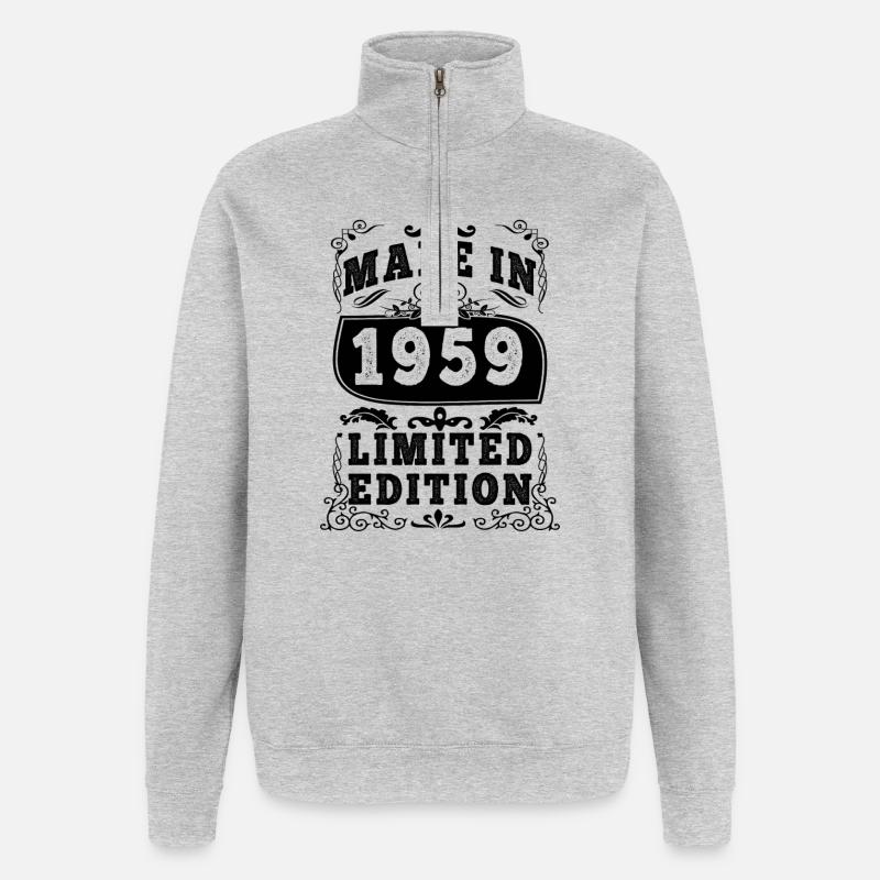Ätherisches Naturmuster in Pastell - Quarter-Zip-Sweatshirt - Grau meliert