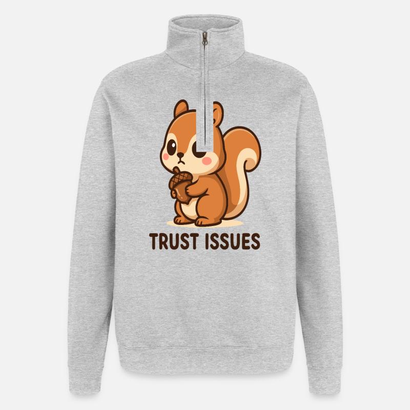 Squirrels with Trust Issues - Quarter-Zip Sweatshirt - heather grey