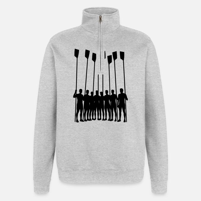 Équipe d’aviron Silhouette – Huit avec sangles | Ramer - Sweat à zip 1/4 - gris chiné