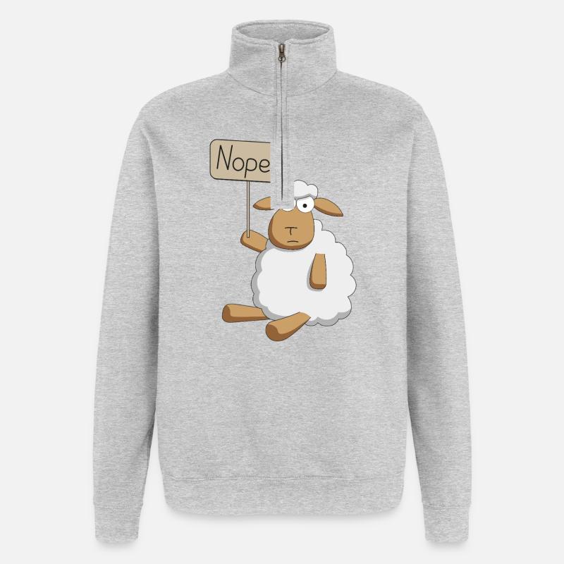 Nope! - protesting sheep - Quarter-Zip Sweatshirt - heather grey