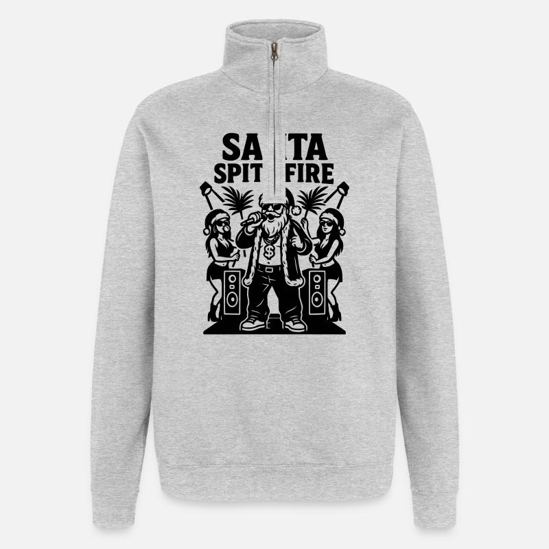 Rapper Santa Claus Santa Spits Fire - Quarter-Zip Sweatshirt - heather grey