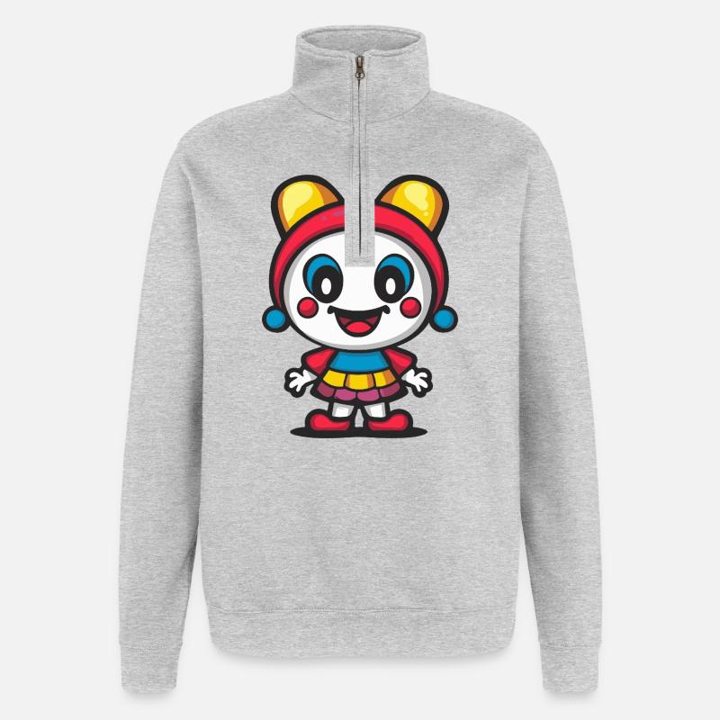 Halloween Clown Niedlich Comic - Quarter-Zip-Sweatshirt - Grau meliert