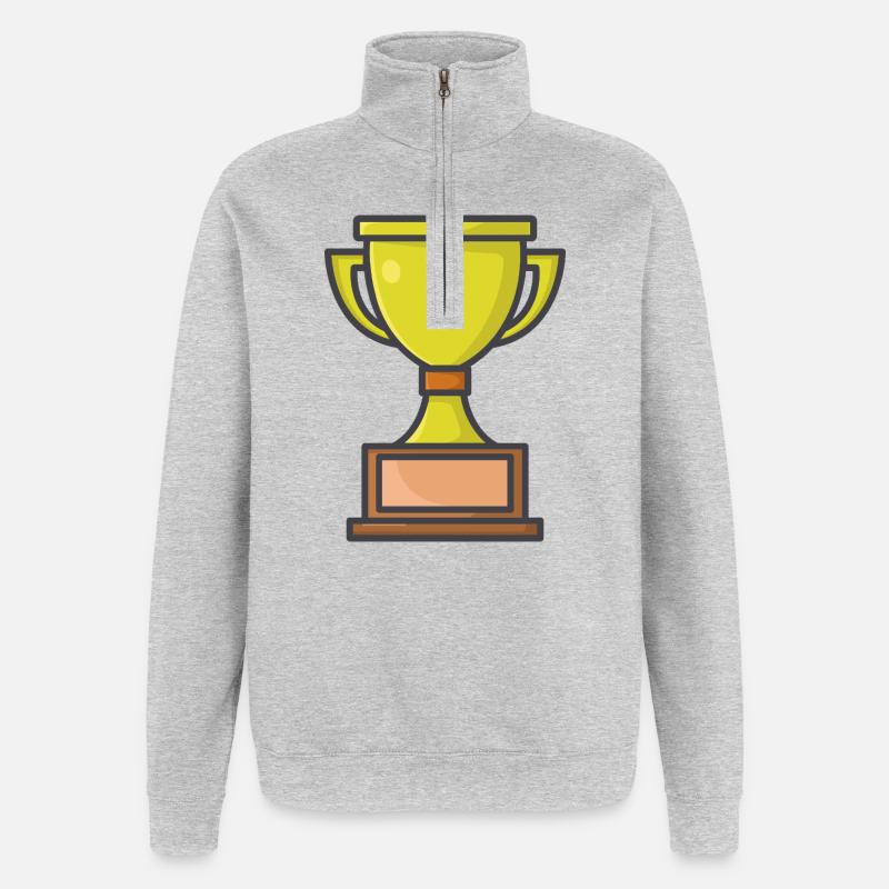 Trophäe - Quarter-Zip-Sweatshirt - Grau meliert
