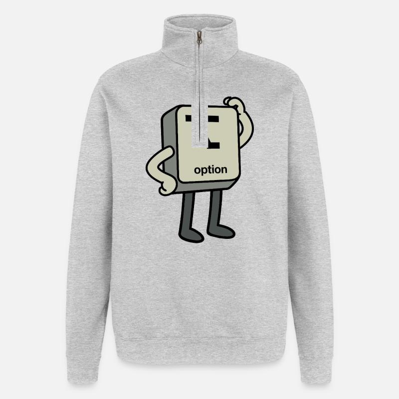 Option-Button - Quarter-Zip-Sweatshirt - Grau meliert