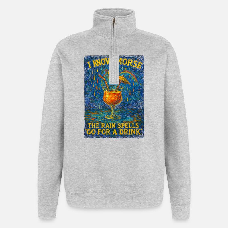 Rainy Morse Cocktail-Kunst - Quarter-Zip-Sweatshirt - Grau meliert