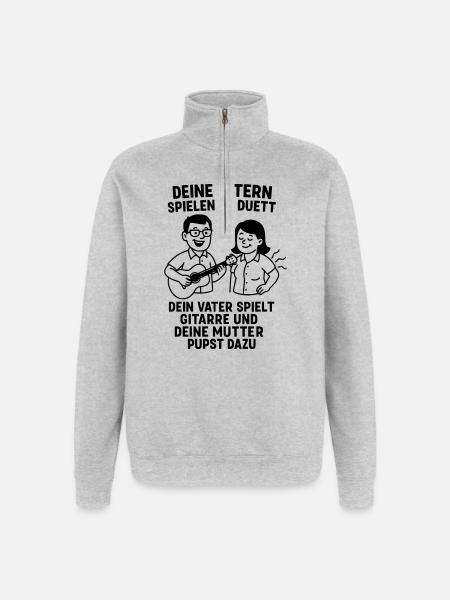 duett eltern musik - Quarter-Zip-Sweatshirt - Grau meliert