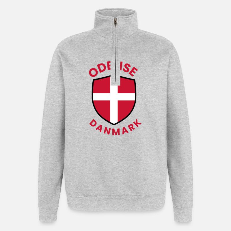 Blason du drapeau du Danemark d’Odense - Sweat à zip 1/4 - gris chiné