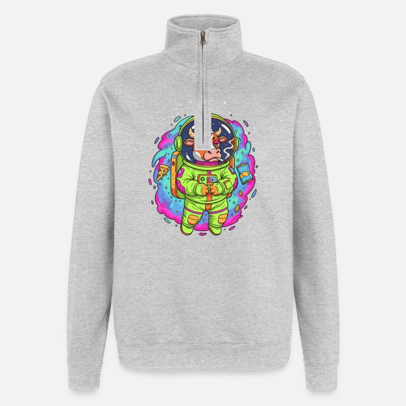 Space Muh - Sweat à zip 1/4 - gris chiné