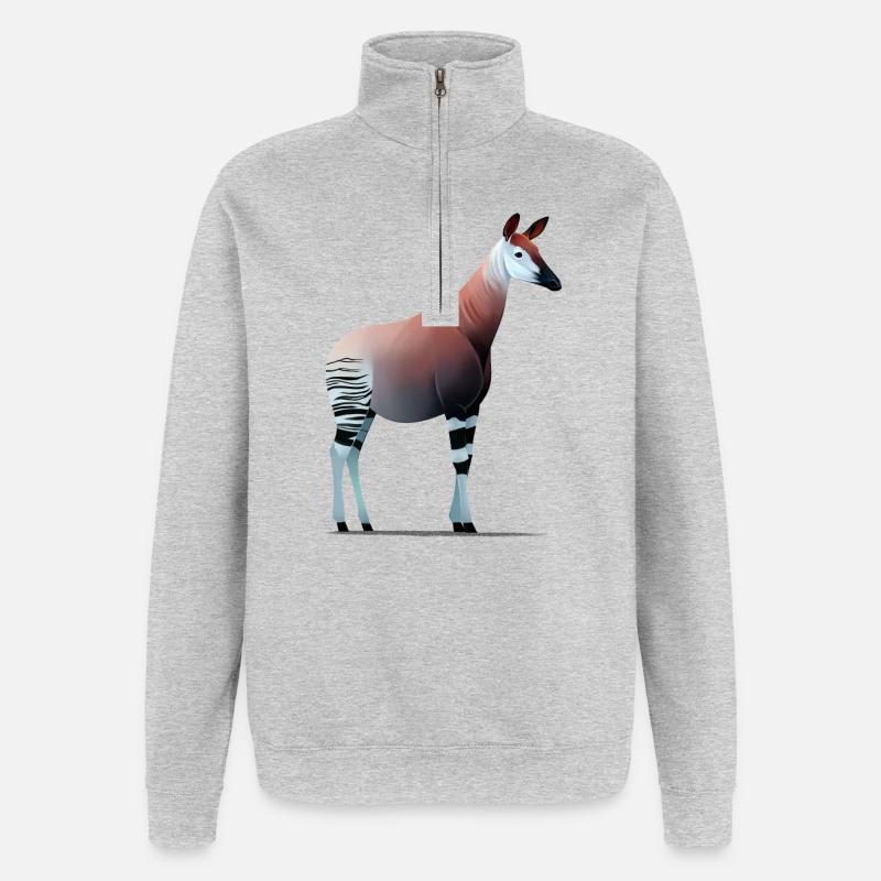 Okapi - Sweatshirt med 1/4 lynlås - grå meleret