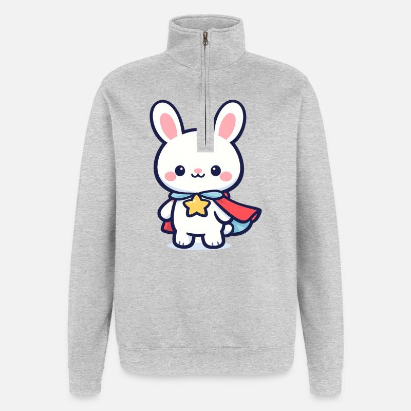 Minihero Bunny – Super Bunny - Quarter-Zip Sweatshirt - heather grey