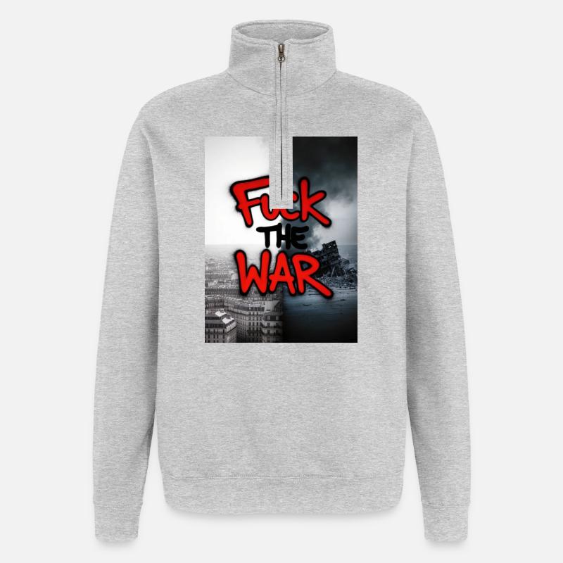SCHEIẞ AUF DEN Krieg - Quarter-Zip-Sweatshirt - Grau meliert