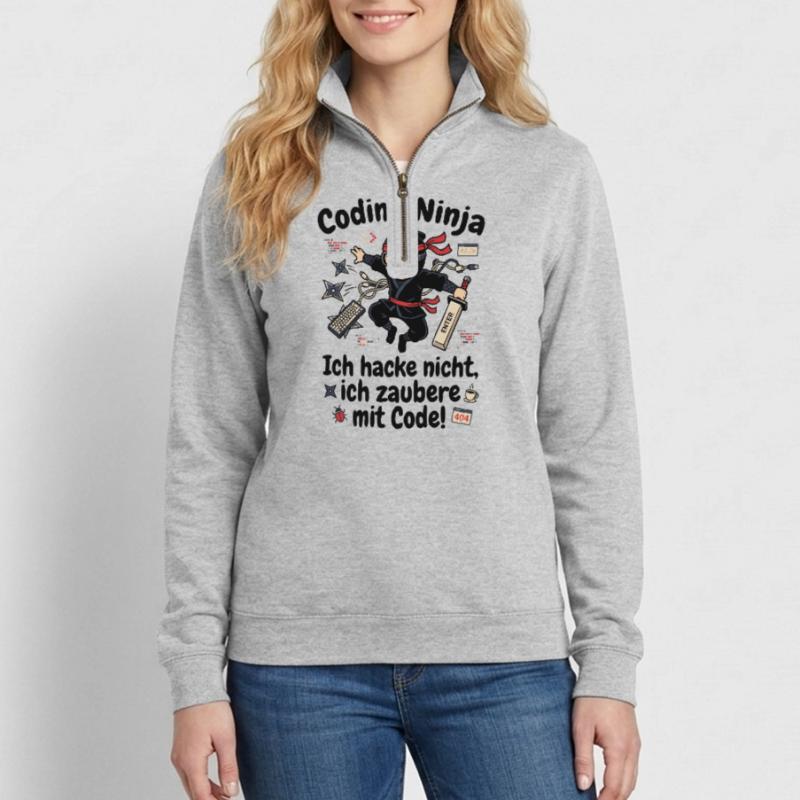 Coder Ninja Programmierer Humor Quarter-Zip-Sweatshirt