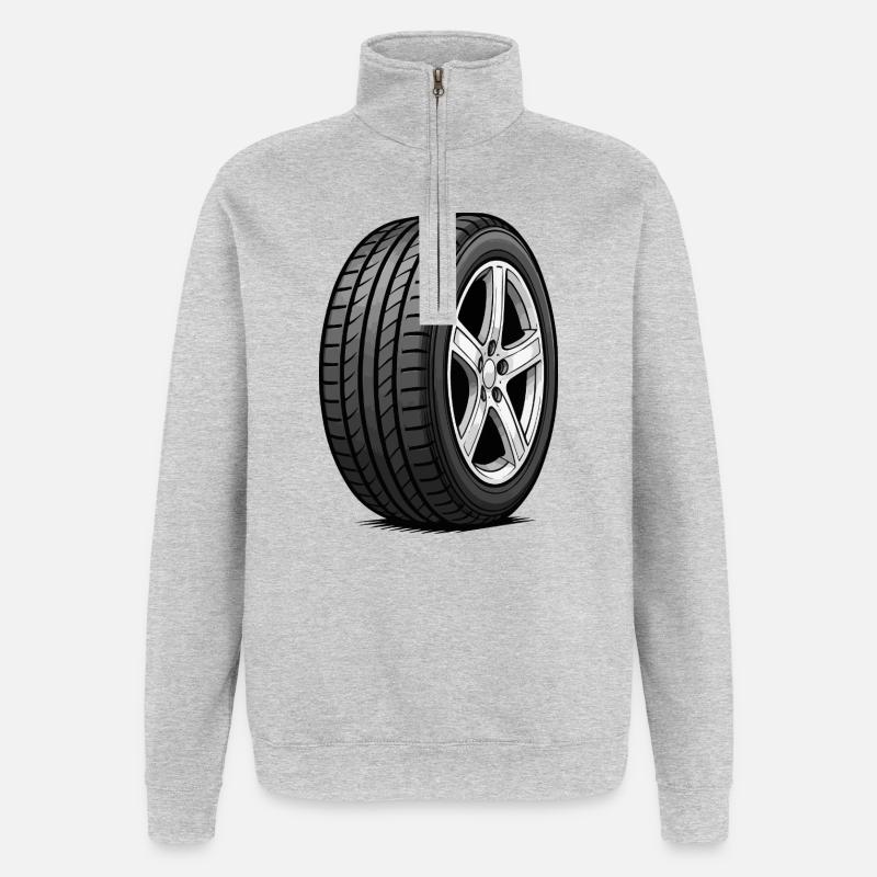 Car Tire Wheel Tread Pattern - Quarter-Zip Sweatshirt - heather grey