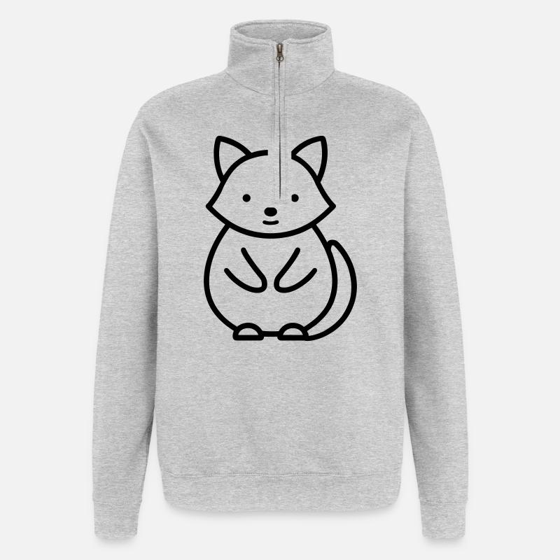raton laveur - Sweat à zip 1/4 - gris chiné