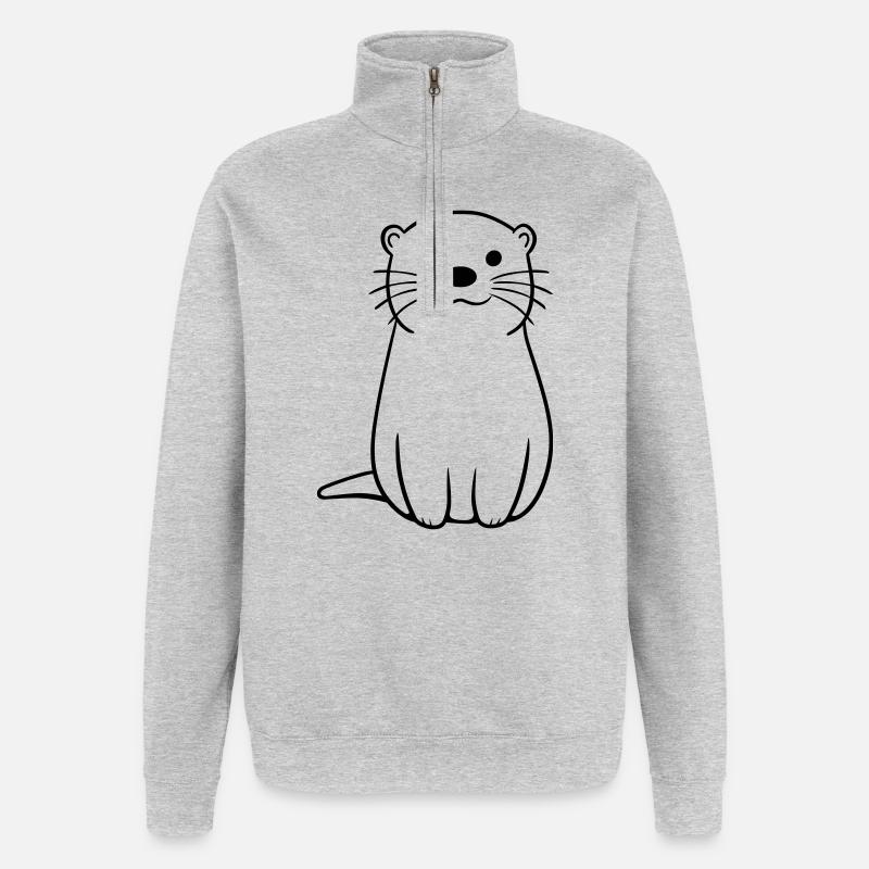 loutre - Sweat à zip 1/4 - gris chiné