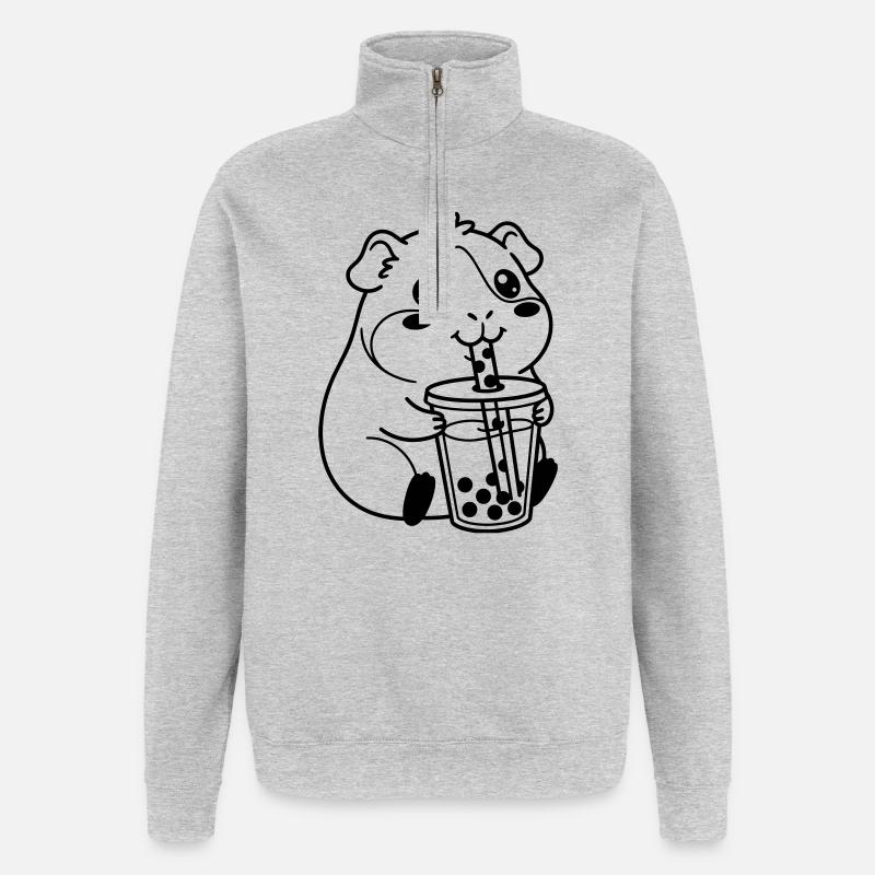 Bubble Tea pour hamster - Sweat à zip 1/4 - gris chiné